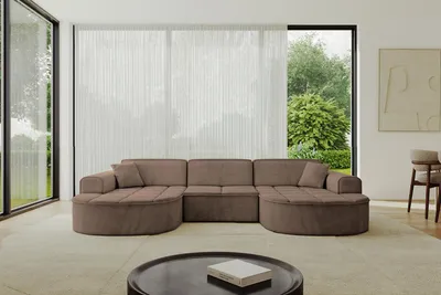 Produktbild von ALTDECOR Ecksofa in U- Form  TARO-U1 - 303x171x79,5 cm  Braun - Corner Sofa Bett Eckcouch Couch L-Form Wohnlandschaft  Cauchsofa
