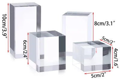 Produktbild von 4 Stück würfelförmige Acryl-Displayständer – Klare, quadratische Fotorequisiten