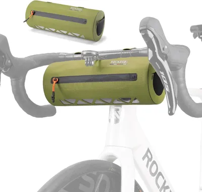 Productafbeelding van ROCKBROS Fietsstuurtas, waterdichte voorzak/framezak, stevige bevestiging, duurzaam TPU, geschikt voor mountainbikes en racefietsen, groen, 2 liter