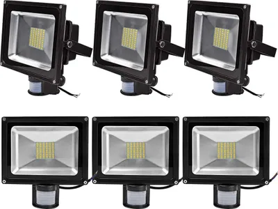 Produktbild von Greenmigo 6pcs 50W LED Strahler Fluter Licht Warmweiss mit Bewegungsmelder,Außenstrahler Wandstrahler Schwarz Aluminium IP65 Wasserdicht AC 85 - 265V