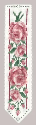 Produktbild von Le Bonheur des Dames Lesezeichen Kreuzstich Stickpackung  "Rosa Rosen", Zählmuster, 5x20cm