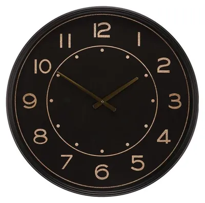 Productafbeelding van Wandklok Autronic 60 cm metaal zwart met gouden cijfers (HW4002)
