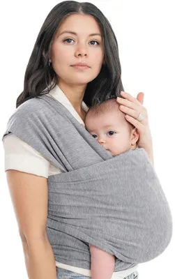 Obrázek produktu pro Hybridní nosítko pro novorozence až batolata, 3,6–15,9 kg, šedá melírovaná, 50 × 45 cm, s nastavitelnými popruhy a pohodlím jako u šátku