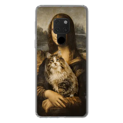 Produktbild von MuchoWow® Handyhülle Schutzhülle Hülle für Huawei P40 Lite Mona Lisa - Katze - Leonardo da Vinci - Vintage - Kunstwerk - Alte Meister - Gemälde Silikon Softcase Handy Hülle - Handy