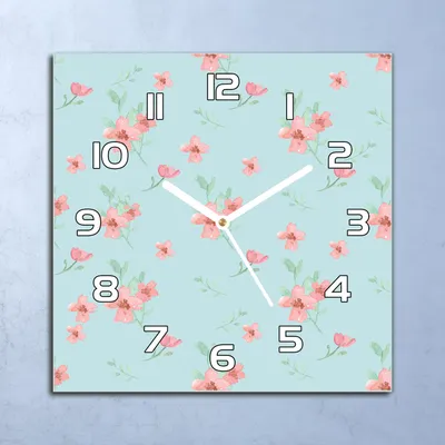Produktbild von Deko Glasuhr Wanduhr 30x30 Aquarell Blumen Quarz Küchenuhr Bürouhr