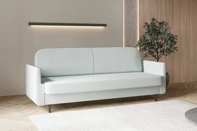 Produktbild von Sofa mit Schlaffunktion und Bettkasten, Polstersofa, Sofagarnitur Wohnlandschaft mit Bettfunktion, Couch für Wohnzimmer - Schlafsofa - POUCH - Hellblau - Aragon 70