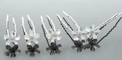 Produktbild von 5 Strass Haarnadeln Braut Kommunion Hochzeit Haarschmuck Blumen Modell 1