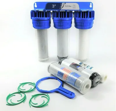 Produktbild von Set 3 Stufenfilter 10" Gehäuse 1/2" + 3 Stück Ersatzfilter