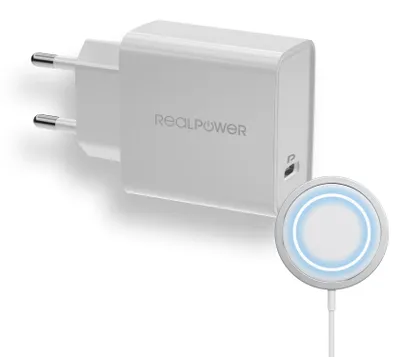 Produktbild von RealPower PC-MagSet, Drinnen, AC, Kabelloses Aufladen, Weiß