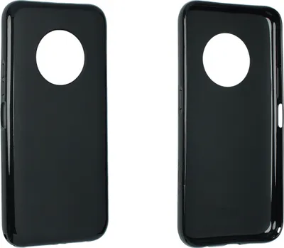 Two black phone cases are shown side-by-side against a white background.