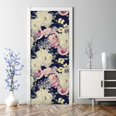 Produktbild von Dekorative Türposter selbstklebend Klebefolie Wandaufkleber Türaufkleber Bunte Blumen Kunst 70 x 200 cm