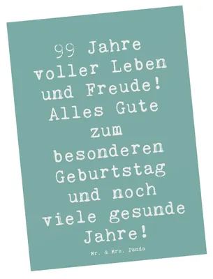 Produktbild von Mr. & Mrs. Panda Postkarte Spruch 99. Geburtstag - Meeresbrise - Geschenk, Meilenstein, Zuneigung, Fotokarte, Ansichtskarten, Ansichtskarte, Happy Birthday, Grußkarte