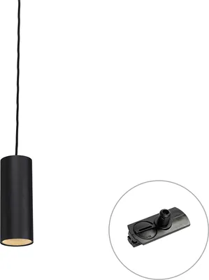 Produktbild von QAZQA Professional - Modern Design-Hängeleuchte schwarz inkl. Schienenadapter 1-phasig - Iconic Tubo I Wohnzimmer I Schlafzimmer - Stahl Zylinder I Länglich - LED geeignet GU10