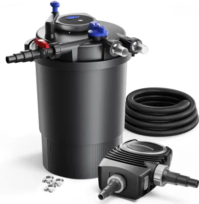 Produktbild von SunSun Komplettset: CPF-30000 Teichdruckfilter bis 12000 L mit 55 Watt UV-C Teichklärer, NEO6000 SuperEco Teichpumpe 6000l/h 40W, 5m Teichschlauch 38 mm (1 1/2"), Schlauchschellen W1 44-47mm