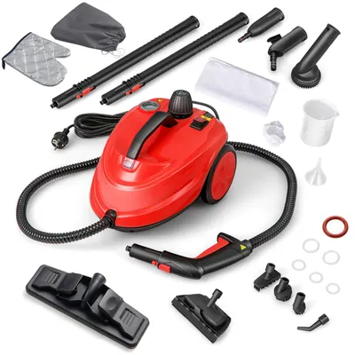 Dampfreiniger 2000W, 5 bar, 160°C, 1,8L Tank, 13 Zubehörteile, rot