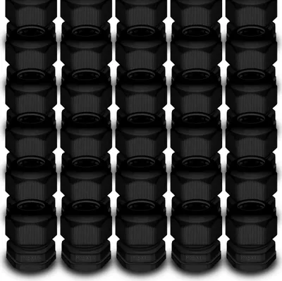 Produktbild von 50x ARLI Kabelverschraubungen IP68 Schwarz M25 x 1,5 mm mit metrischem Anschlussgewinde und Gegenmutter