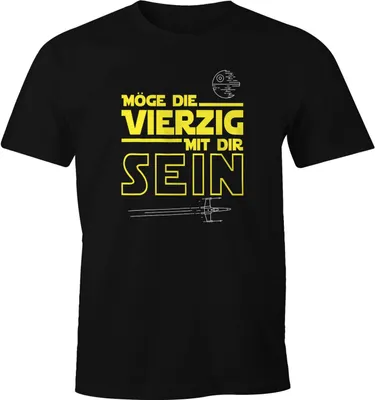 Produktbild von Herren T-Shirt Möge die Vierzig mit dir sein 40 Vierzigster Geburtstag Fun-Shirt Moonworks® schwarz XXL