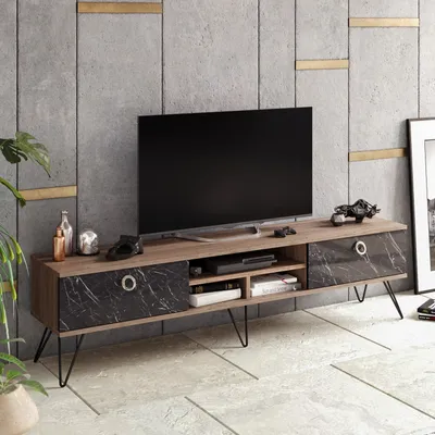 Immagine prodotto di Skye Decor, Lorenz, mobile TV, noce, 100% PANNELLI DI PARTICELLE RIVESTITI IN MELAMMINA, 180 x 35,2 x 45,6 cm