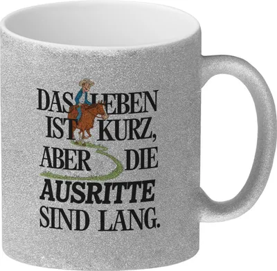 Produktbild von Reiter Spruch Glitzer-Kaffeebecher Ausritte sind lang