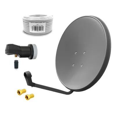Produktbild von ARLI 60cm HD Sat Anlage grau + Single LNB + 20m Koaxialkabel + 2x F-Stecker vergoldet