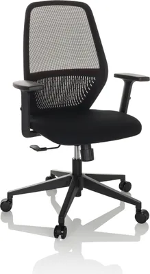 Produktbild von hjh OFFICE Profi Bürostuhl CARLOW I Ergonomischer Schreibtischstuhl mit Armlehnen Stoff / Netzstoff Schwarz Drehstuhl für Büro, Zuhause