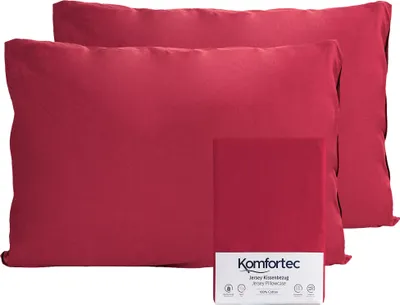 Produktbild von Komfortec 100% Baumwolle Kissenbezüge 2er Set 40x60 cm, Superweicher Premium Jersey Kopfkissenbezug 150 g/m², Kissenhülle, Aurora Rot