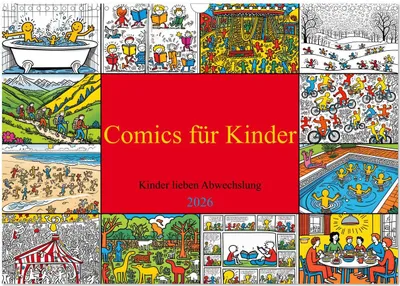 Produktbild von Comics für Kinder . Kinder lieben Abwechslung (Wandkalender 2026 DIN A3 quer), CALVENDO Monatskalender
