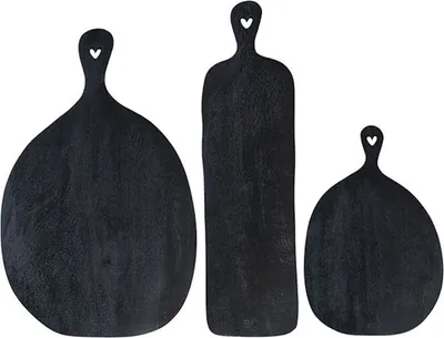Produktbild von 3er Set Serviertabletts HEARTS schwarz L. 52cm Mango Holz Bastion Collections