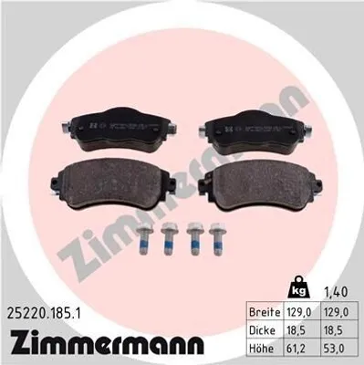 Produktbild von ZIMMERMANN Bremsbeläge Satz Vorne Bremsklötze für CITROËN C4 II (B7) 25220.185.1