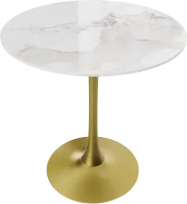 Imagen del producto de Mesa redonda Bolt Edge – 78 cm – Piedra sinterizada y metal – Mesa para bistró y cocina – Altura ajustable – Moderna y robusta