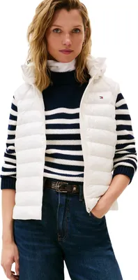 Produktbild von Tommy Hilfiger Damen Weste Padded Slim mit Kapuze, Weiß (Ivory Silk), M