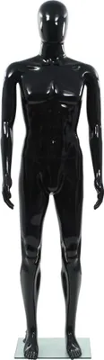 Produktbild von vidaXL Männliche Schaufensterpuppe mit Glassockel Schwarz 185 cm