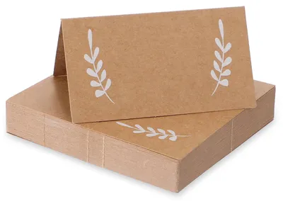 50 Tischkarten aus Kraftpapier, 10 x 9 cm, blanko, für Hochzeit & Feiern