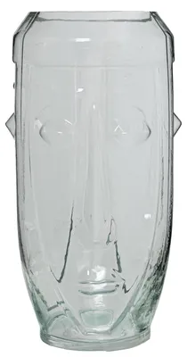 Glas-Tafelvaas mit Gesicht, 16,5 x 16,5 x 33 cm, transparent