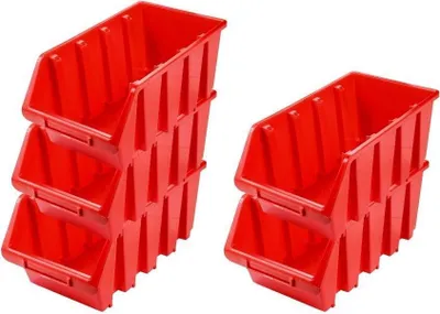 Produktbild von SuperSparSet 5x Sichtlagerbox 4 | HxBxT 15,5x20,4x34cm | Polypropylen | Rot