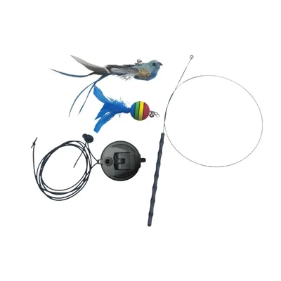 Productafbeelding van INF Kattenspeelgoed - Speelse verenstok Blauw