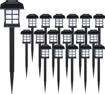 Produktbild von DEUBA® Solarlampe für Außen 18er Set LED Wetterfest IP44 Dämmerungssensor Erdspieß Solar Laterne Schwarz Garten Leuchte Außenleuchte Balkon Deko
