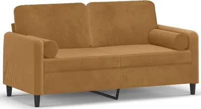 Obrázek produktu pro vidaXL 2místná pohovka s dekorativními polštáři hnědá 140 cm sametová