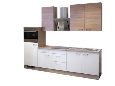 Produktbild von Küchenzeile mit E-Geräten - 270 cm breit - Weiß Sonoma Eiche – Salerno