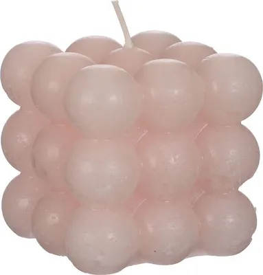 Produktbild von Bubble Kerze 8x8x8 cm, geruchlos, in vielen Farben wählbar | Wachs Kerze, Farbe:Rosa