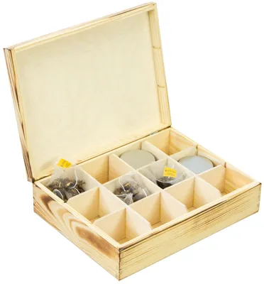 Produktbild von kleine geflammte Teebox mit 12 Fächern
