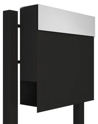 Produktbild von Standbriefkasten Manhattan in Schwarz mit Edelstahlklappe