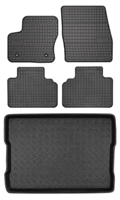 Produktbild von Gummimatten + Kofferraumwanne für Ford Tourneo Courier 2014- (Standard-Kofferraum) – Schwarz, passgenau – Wielganizator SolidPRO