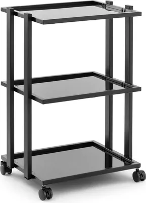 Zdjęcie produktu dla Wózek Pomocnik Kosmetyczny 3 Szklane Półki 55 X 41 X 80 Cm - Czarny