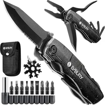 Produktbild von Geschenkmänner, Bibury Multitool -Taschenmesser- und Schneeflockenwerkzeug, Campingzubehör, Geburtstagsgeräte Klappmesser, Außenzange, Jubiläum Him