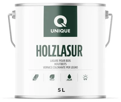 Produktbild von Q UNIQUE Holzlasur Seidenmatt 5 L Farbton: Anthrazit Holzschutz innen/außen UV-beständig & wetterfest Für Zäune, Möbel & Terrassen