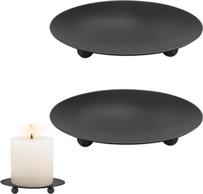 Image de Bougeoirs noirs pour bougies cylindriques, parfaits pour la table, les mariages et les fêtes