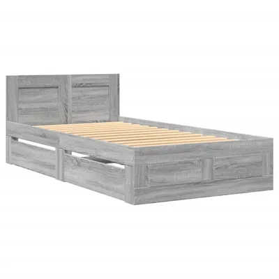 Produktbild von Bettgestell mit Kopfteil Grau Sonoma 75x190 cm Holzwerkstoff