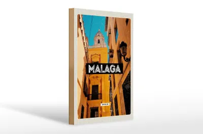 Produktbild von Holzschild Reise 20x30cm Malaga Spain Altstadt Retro Geschenk