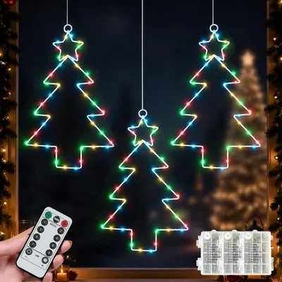 3er-Set beleuchtete Weihnachtsbäume, 120 LEDs, 25×40 cm, IP44